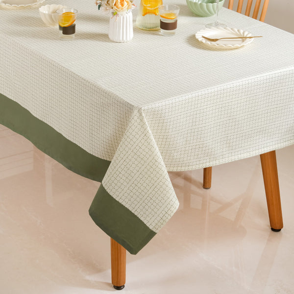 Running Stitch Grid 6 Seater Cotton Table Cover 203x152cm
