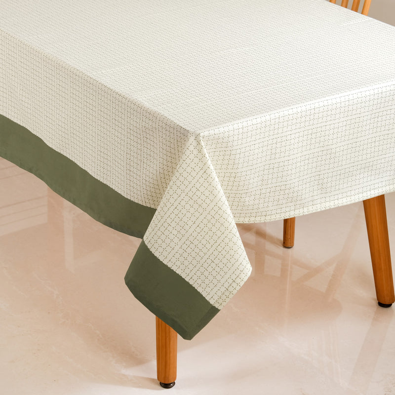Running Stitch Grid 6 Seater Cotton Table Cover 203x152cm