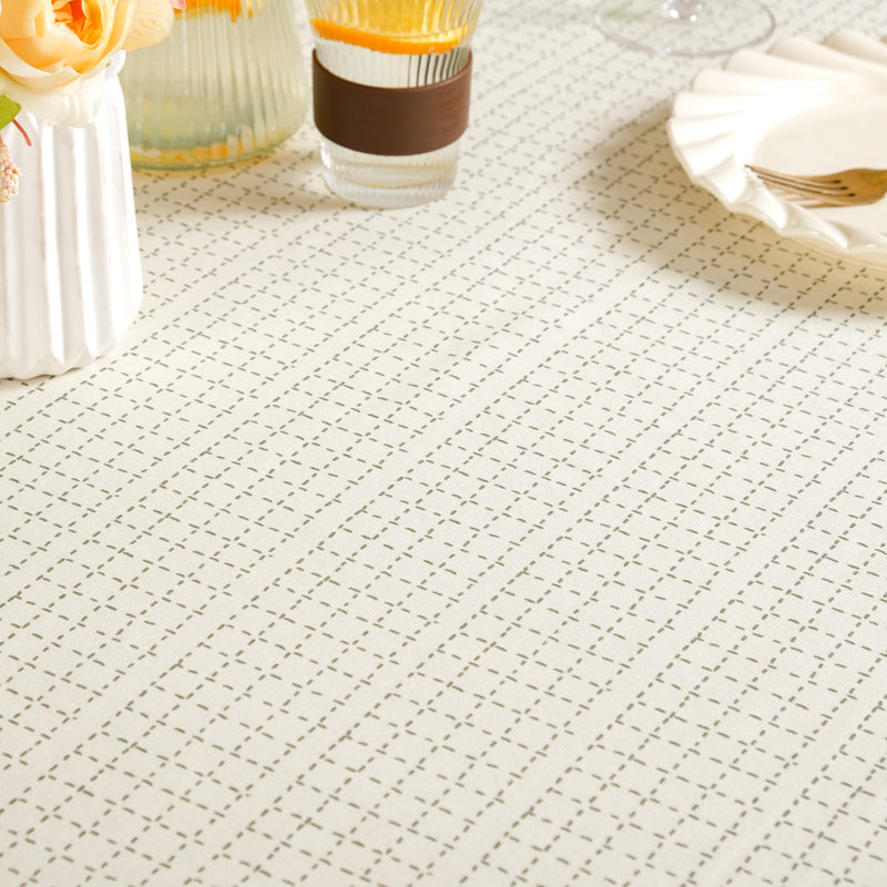 Running Stitch Grid 6 Seater Cotton Table Cover 203x152cm