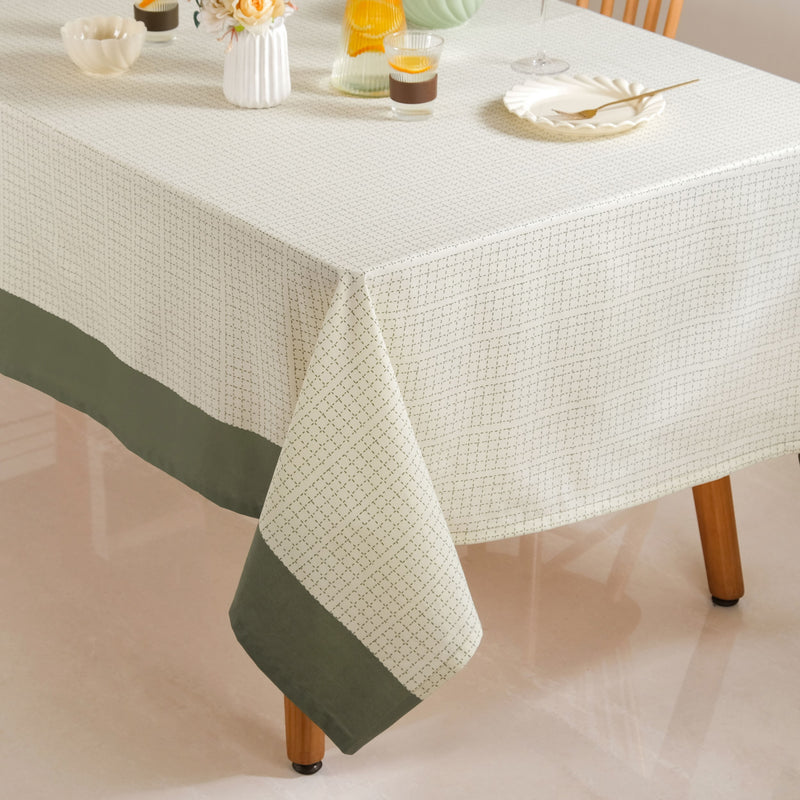 Running Stitch Grid 8 Seater Cotton Table Cover 274x152cm