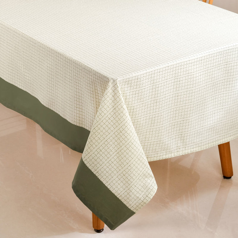Running Stitch Grid 8 Seater Cotton Table Cover 274x152cm