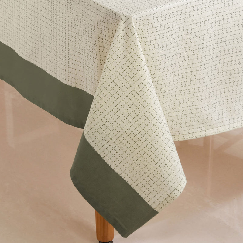 Running Stitch Grid 8 Seater Cotton Table Cover 274x152cm