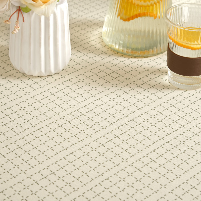 Running Stitch Grid 8 Seater Cotton Table Cover 274x152cm
