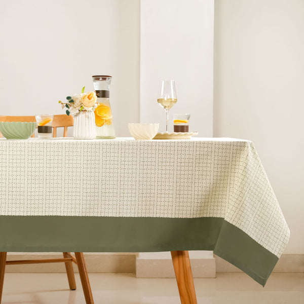Running Stitch Grid 8 Seater Cotton Table Cover 274x152cm