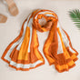 Rust Colour Block Cotton Stole Scarf For Ladies