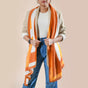 Rust Colour Block Cotton Stole Scarf For Ladies