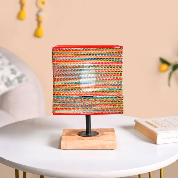 Rustic Colourful Lamp With Gold Zari Work