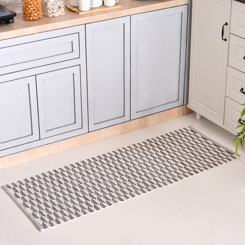 Brown And White Weave Rug 134x50cm