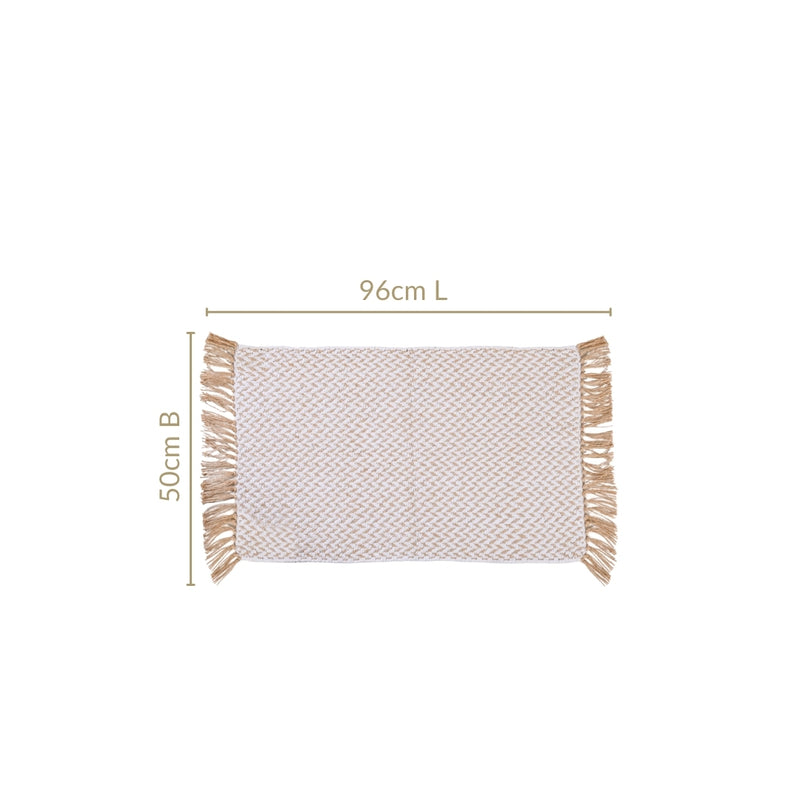Rustic Jute And Cotton Floor Mat 96x50cm
