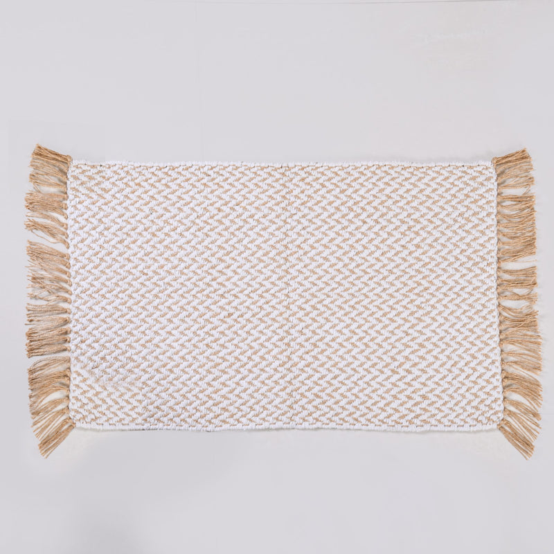 Rustic Jute And Cotton Floor Mat 96x50cm