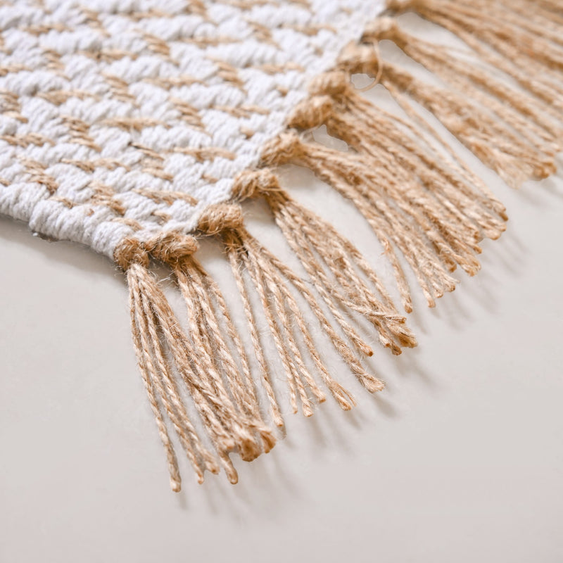 Rustic Jute And Cotton Floor Mat 96x50cm