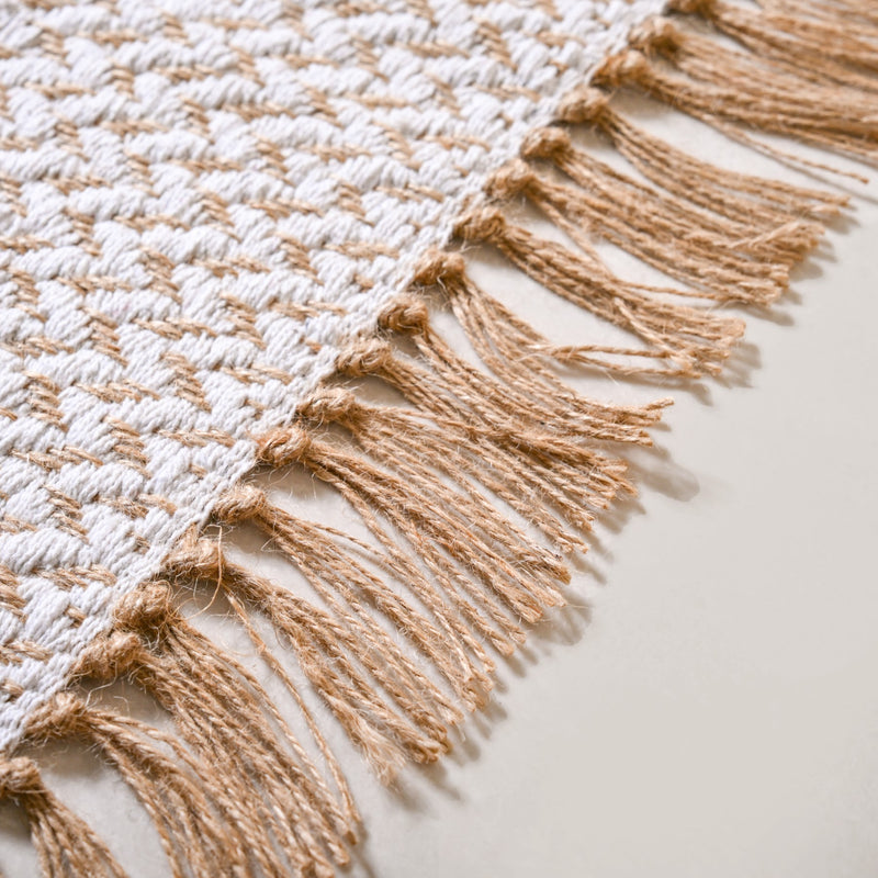 Rustic Jute And Cotton Floor Mat 96x50cm