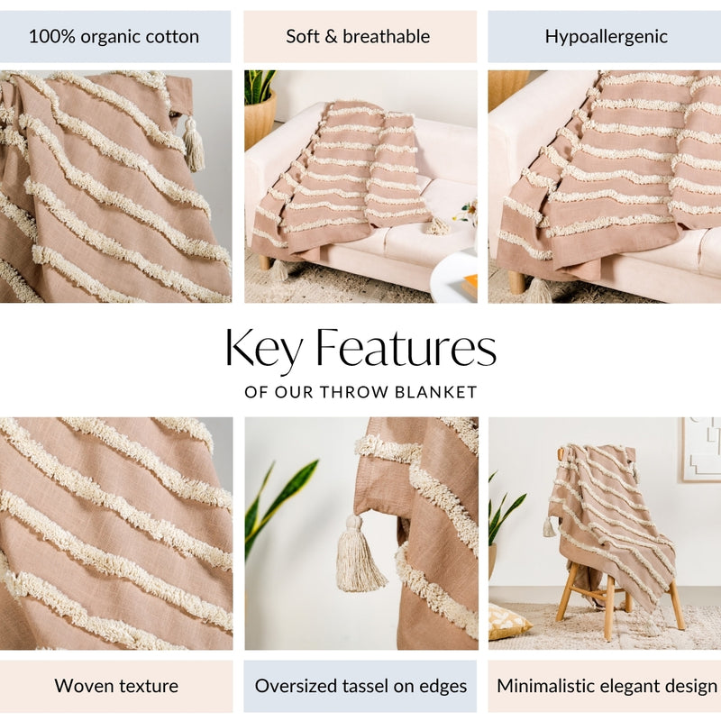 Rustic Stripes Brown And White Throw Blanket