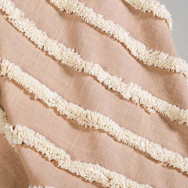 Tufted Stripes Throw Blanket Taupe Brown