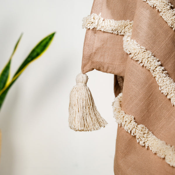 Tufted Stripes Throw Blanket Taupe Brown