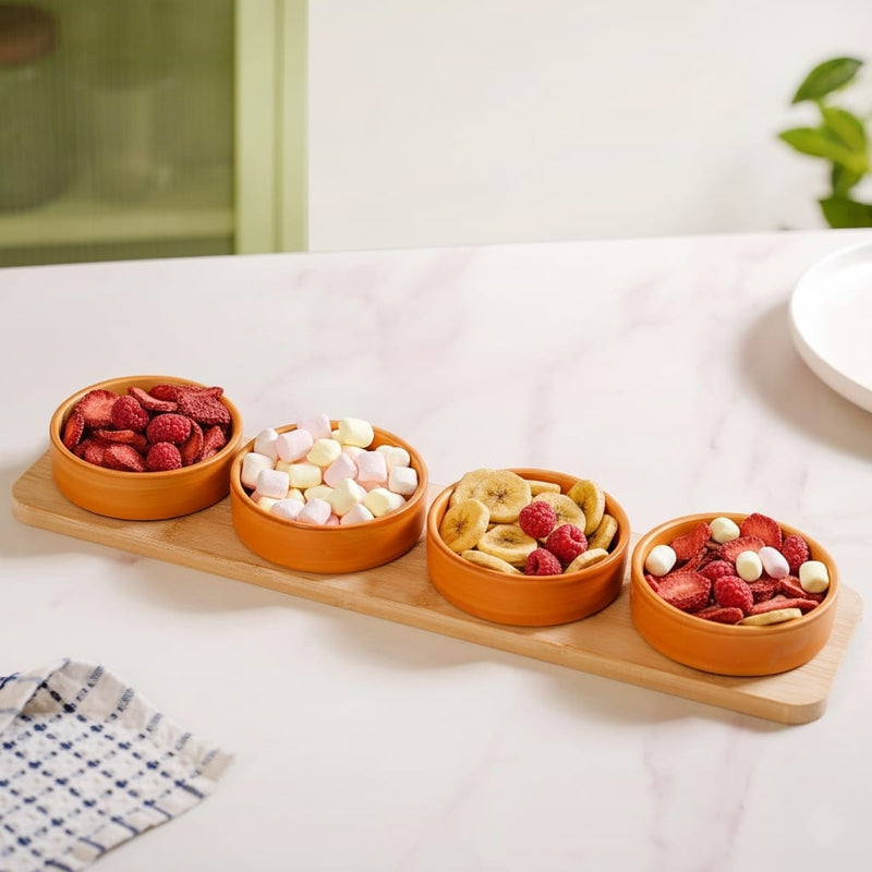 Rustic Style Bowl And Platter Set Of 5