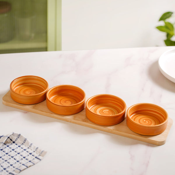 Rustic Style Bowl And Platter Set Of 5