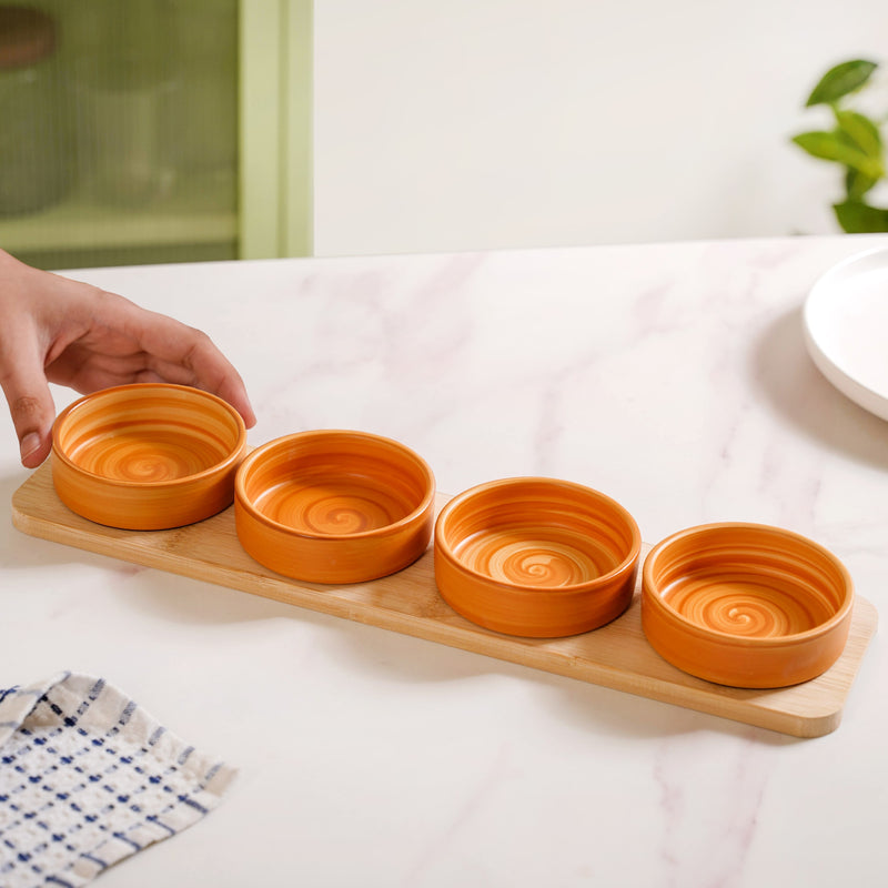 Rustic Style Bowl And Platter Set Of 5