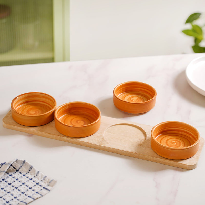 Rustic Style Bowl And Platter Set Of 5