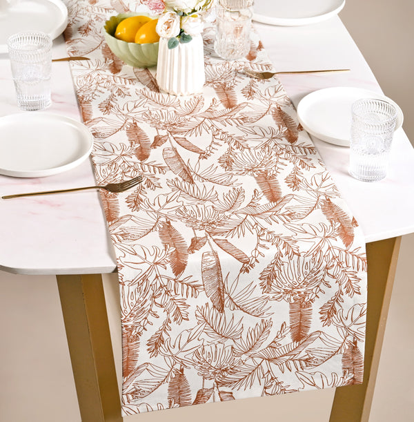 Mocha Fern Table Runner 6 Seater 185x35cm