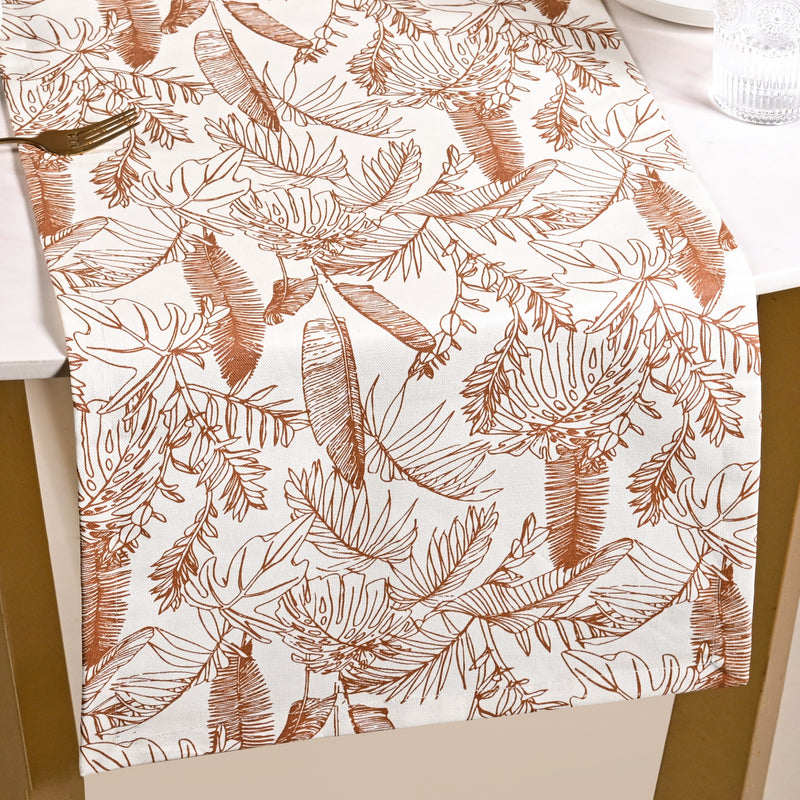 Mocha Fern Table Runner 6 Seater 185x35cm