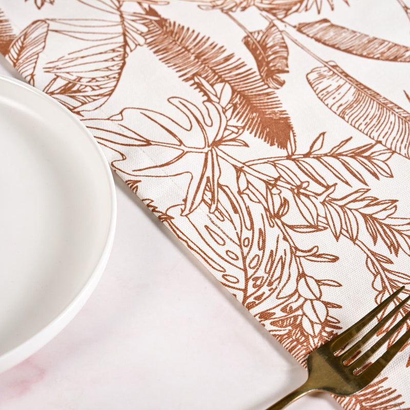 Mocha Fern Table Runner 6 Seater 185x35cm