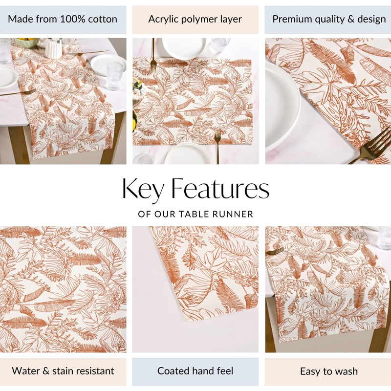 Mocha Fern Table Runner 8 Seater 264x35cm