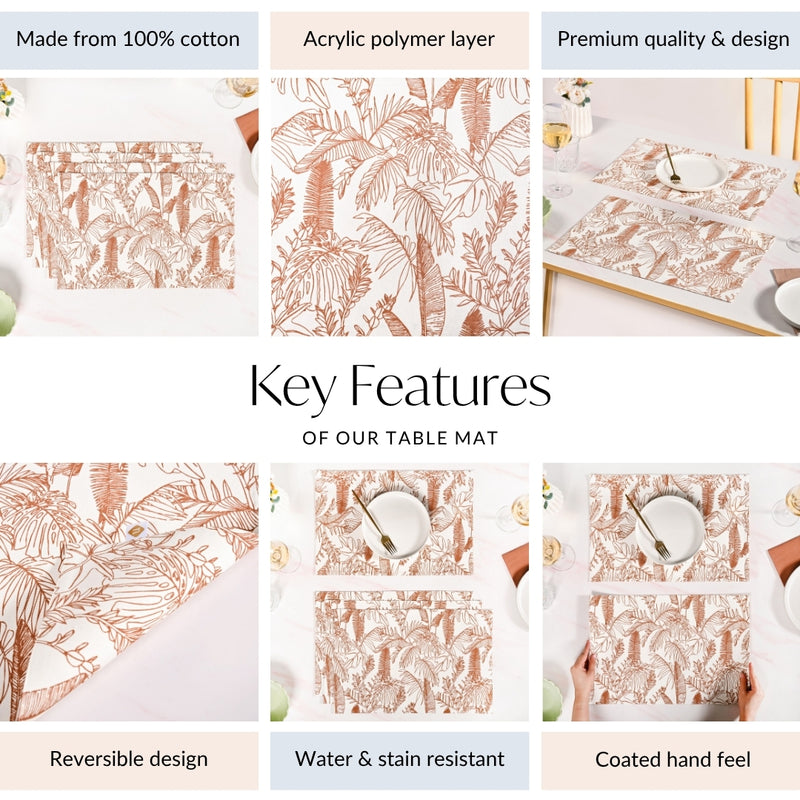 Mocha Fern Cotton Tablemat Set Of 4