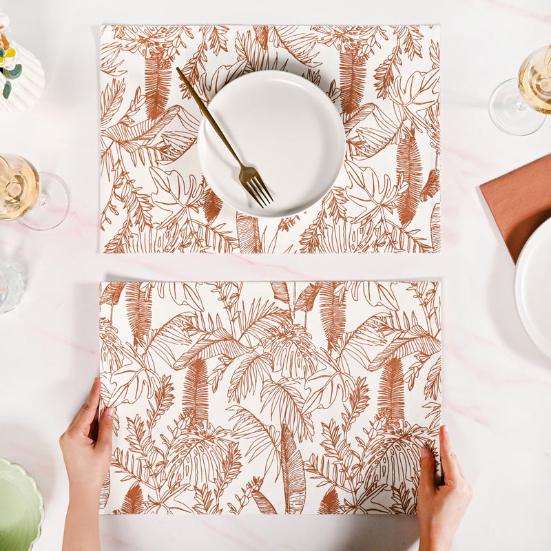 Mocha Fern Cotton Tablemat Set Of 6