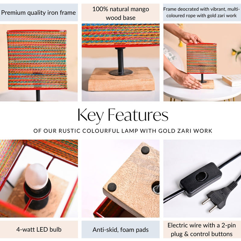 Rustic Colourful Lamp With Gold Zari Work