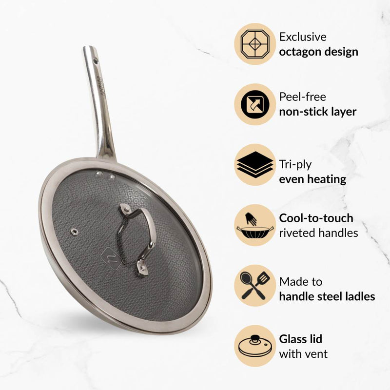 Honeycomb Non Stick Triply Frypan With Lid 1750ml