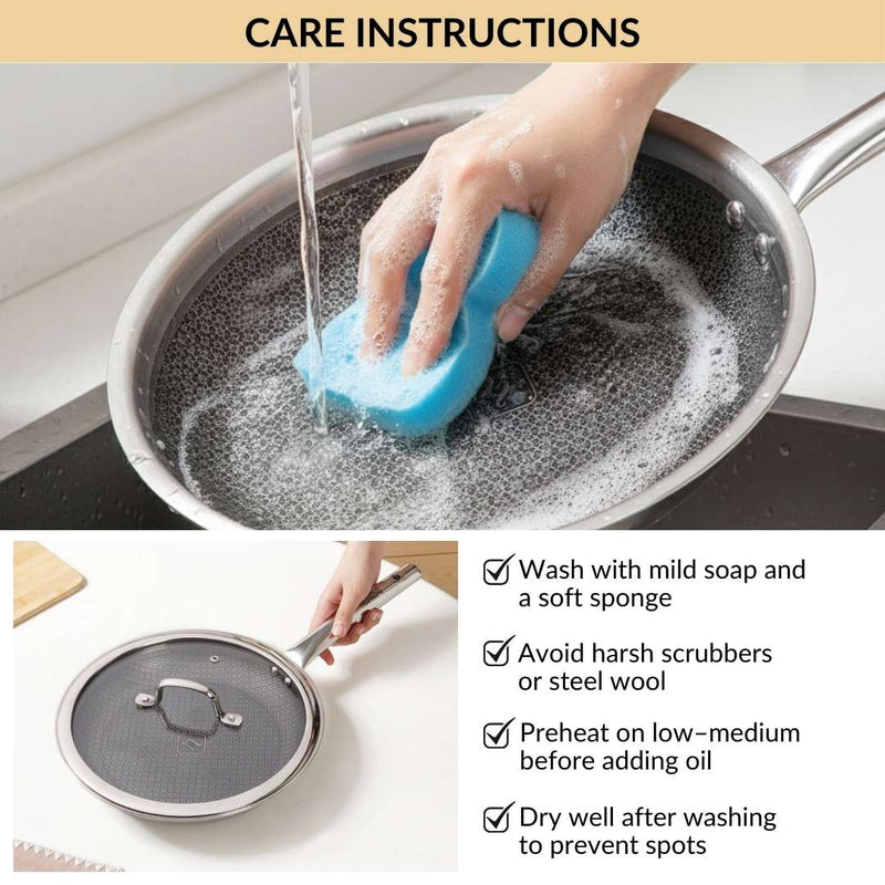 Non Stick Triply Induction Safe Honeycomb Frypan With Lid 2000ml