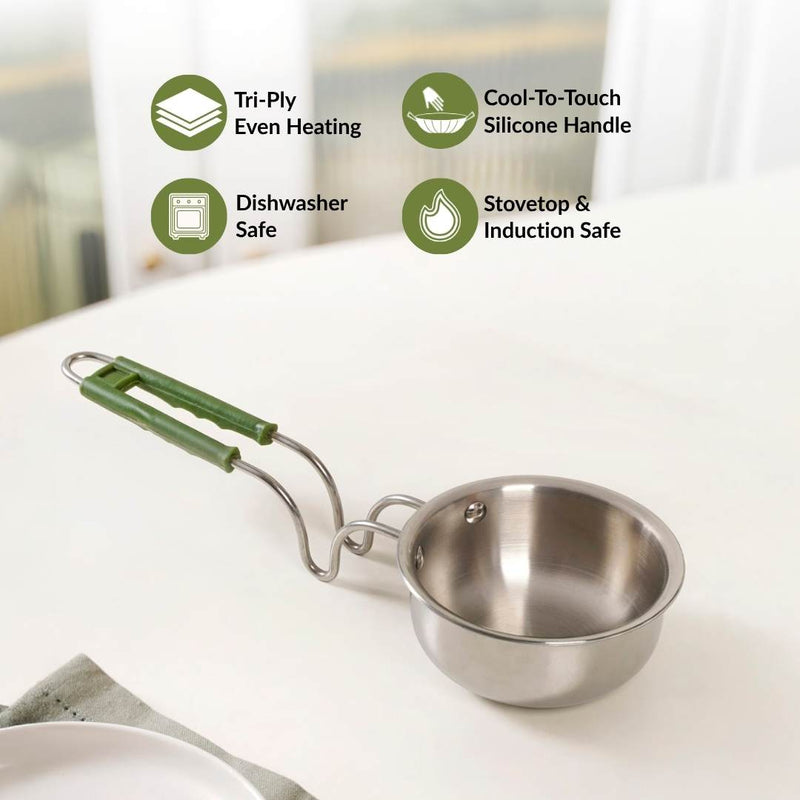 Induction Safe Triply Stainless Steel Tadka Pan 300ml