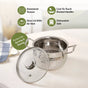Steel Hammered Serving Handi With Glass Lid 1250ml