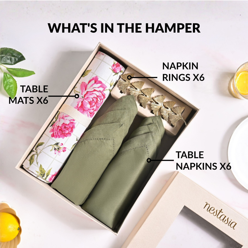 Floral Rouge Table Linen Gift Hamper With Napkin Rings