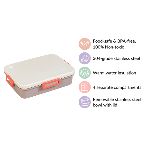 Insulated Bento Lunch Box With 4 Sections 900ml