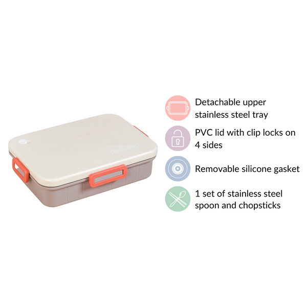 Insulated Bento Lunch Box With 4 Sections 900ml