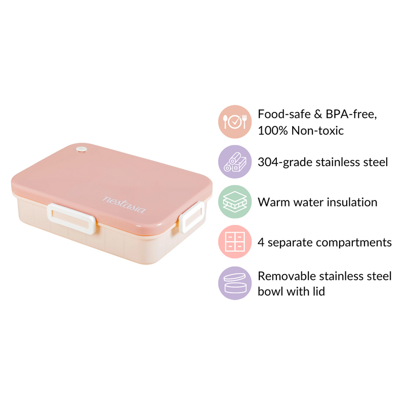 Leakproof Lunch Box With 4 Compartments Pink 900ml