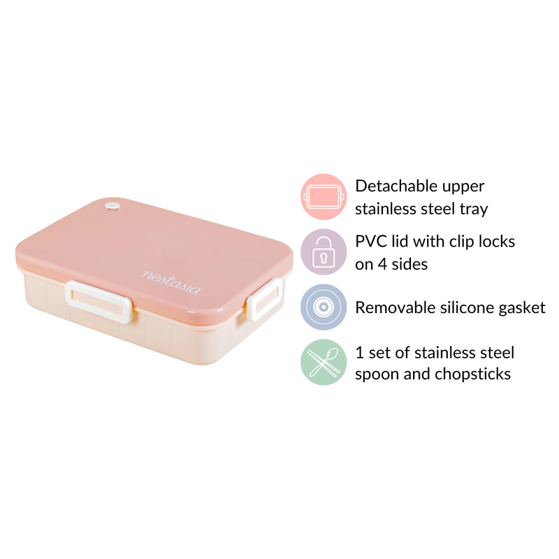 Leakproof Lunch Box With 4 Compartments Pink 900ml