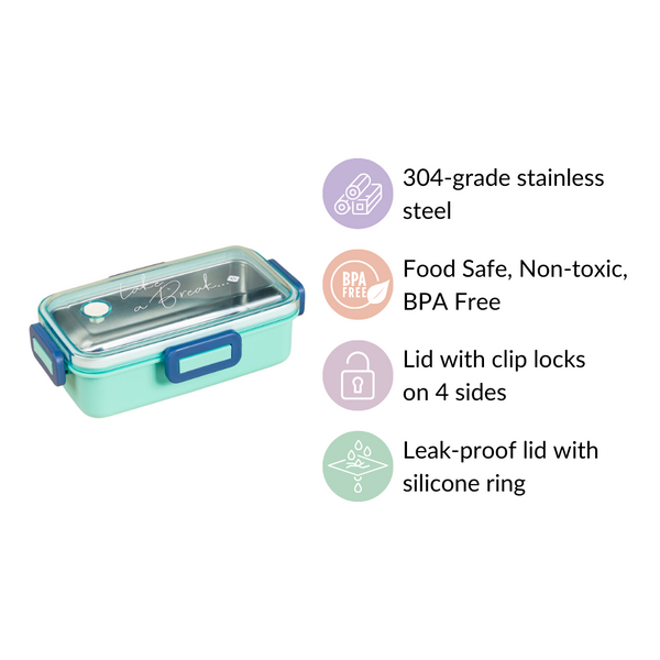 Leak-Proof Stainless Steel Lunch Box Small Mint 530ml