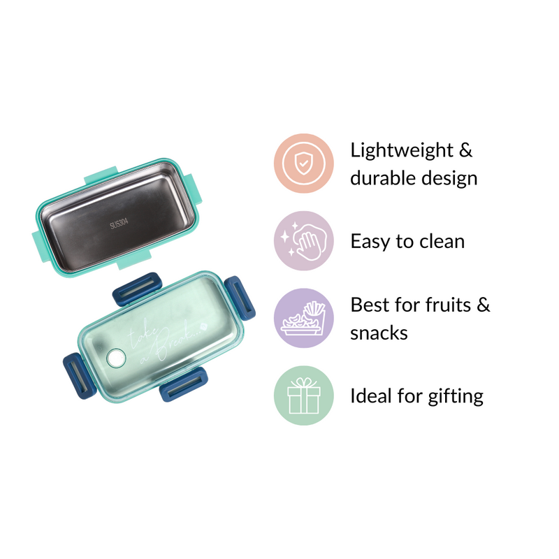 Leak-Proof Stainless Steel Lunch Box Small Mint 530ml