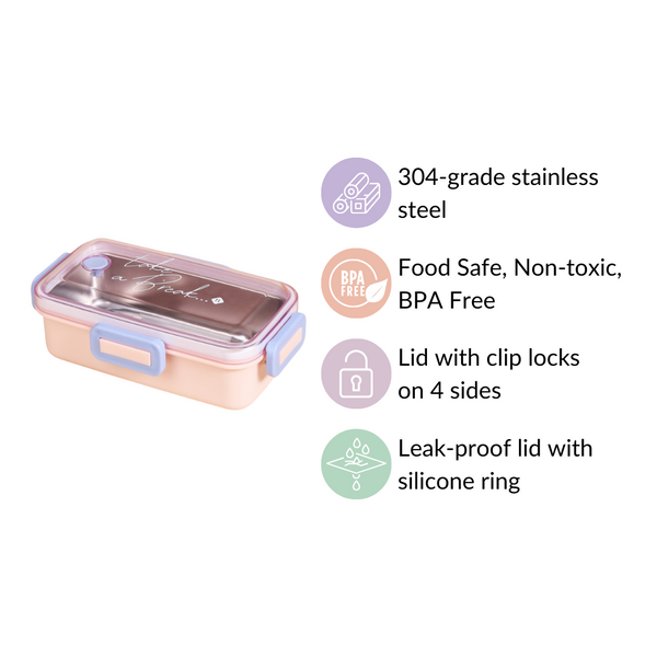 Stainless Steel Lunch Box For Office Small Pink 530ml