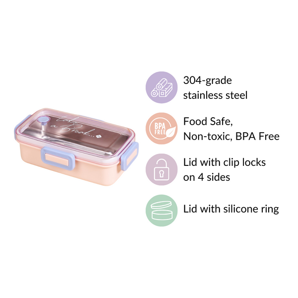 Stainless Steel Lunch Box For Office Small Pink 530ml