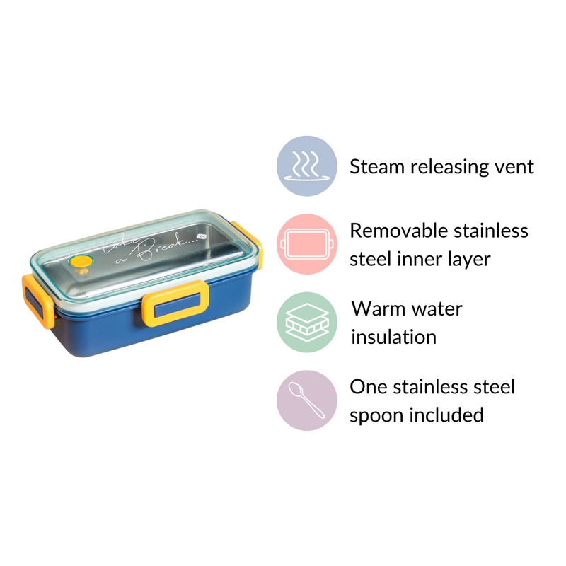 Leak-Proof Stainless Steel Tiffin Box Small Blue 530ml