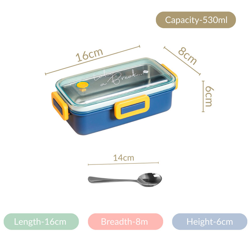 Leak-Proof Stainless Steel Tiffin Box Small Blue 530ml