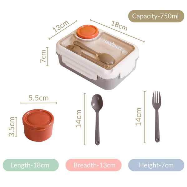 Tiffin Box For Office With 3 Individual Leakproof Compartments Brown 750ml