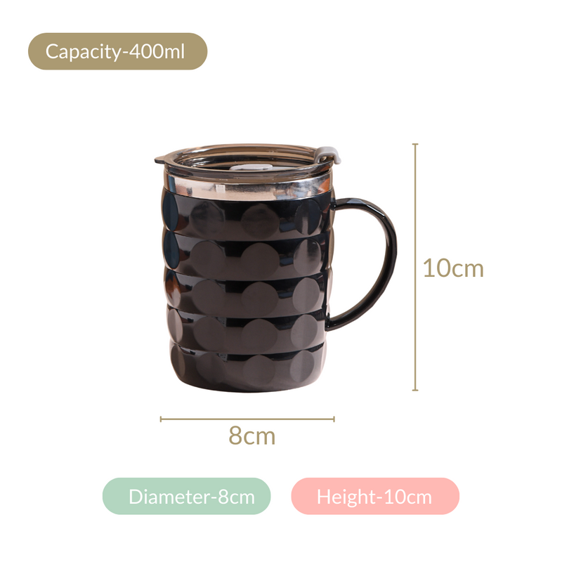 Stainless Steel Travel Mug For Car Black 400ml - Travel mug, travel coffee mug, coffee mug with lid, tea mug, portable coffee mug