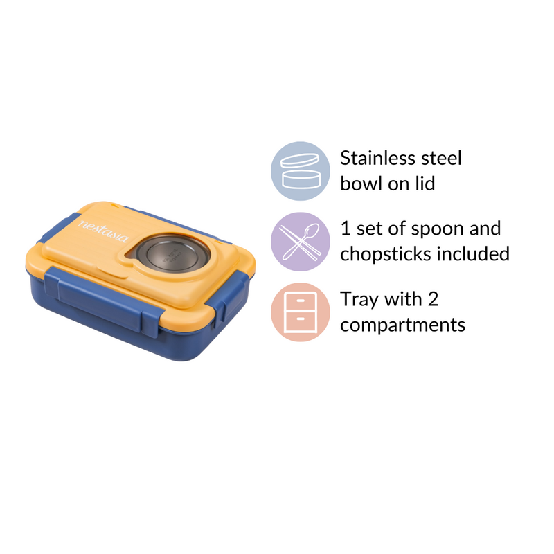 2 Grid Insulated Leakproof Stainless Steel Bento Box Blue 800ml