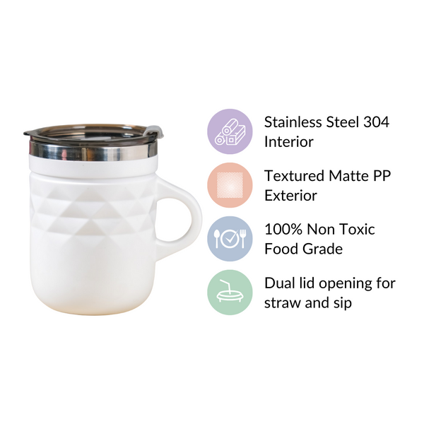 Insulated Stainless Steel Travel Mug White 400ml