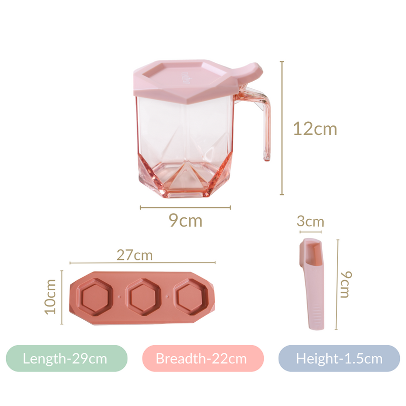 Spice Containers With Spoons Set Of 3 Pink